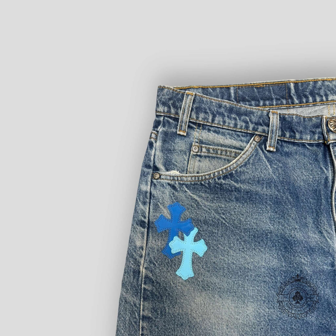 Chrome Hearts Blue Cross Patch Jeans