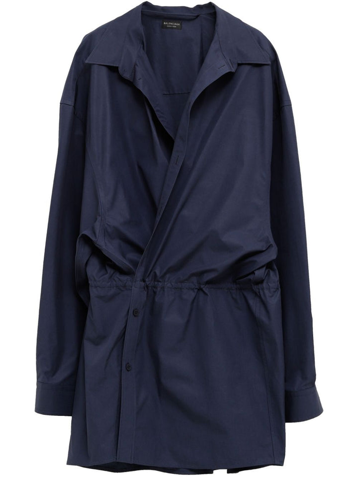 Balenciaga Women Elasticated Waistband Cotton Shirt Mini Dress