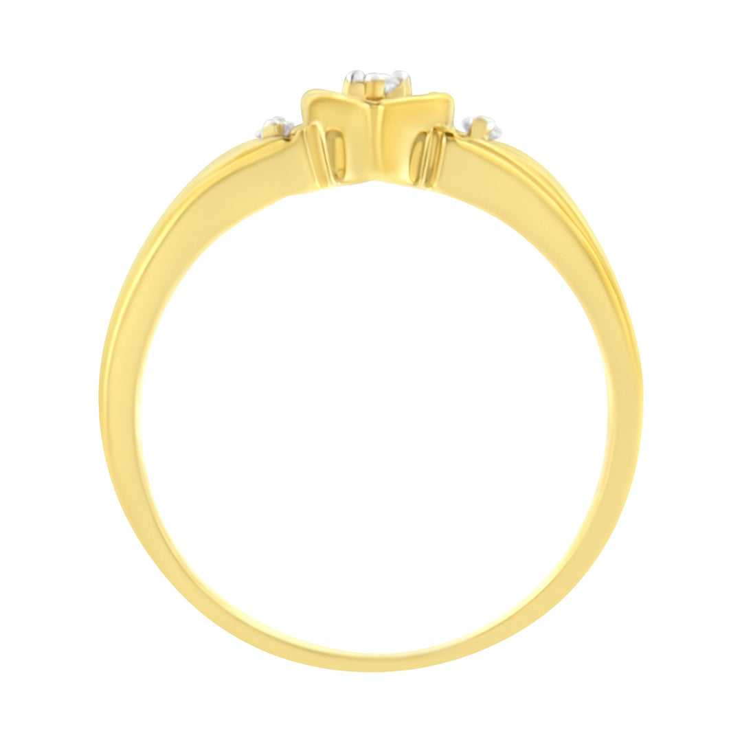 10KT Yellow Gold 1/20 cttw Diamond Triple Heart Diamond Ring (K-L, I1-I2) - Size 7