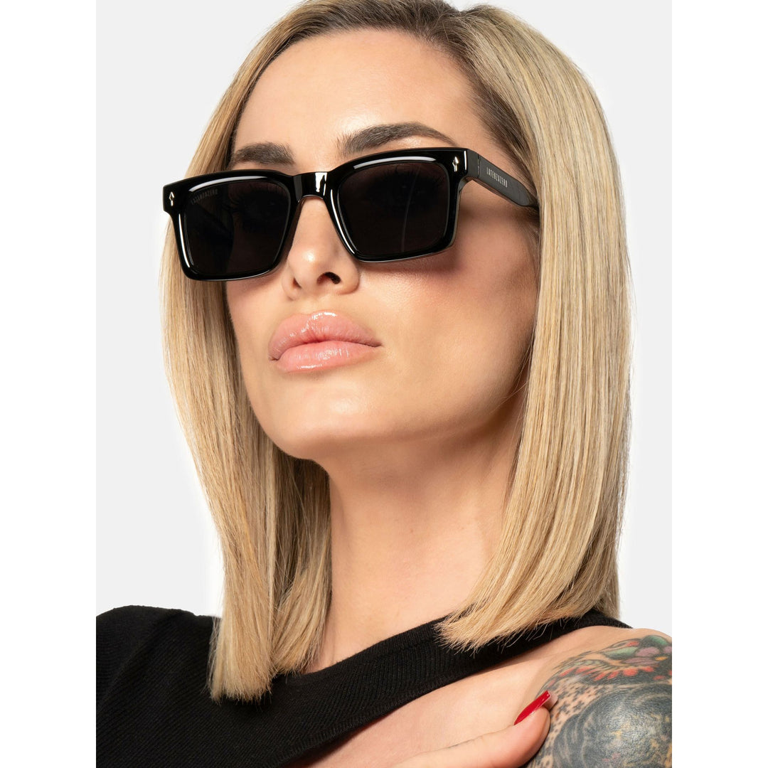 Black stylish Italian designed affordable sunglasses with UV protection.