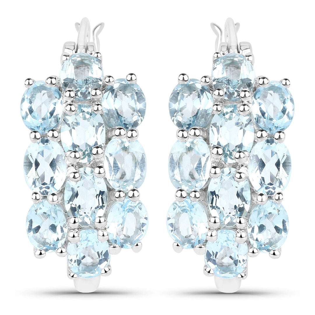 9.88 Carat Genuine Blue Topaz .925 Sterling Silver 3 Piece Jewelry Set (Ring, Earrings, and Pendant w/ Chain)