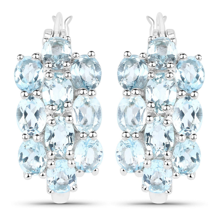 9.88 Carat Genuine Blue Topaz .925 Sterling Silver 3 Piece Jewelry Set (Ring, Earrings, and Pendant w/ Chain)