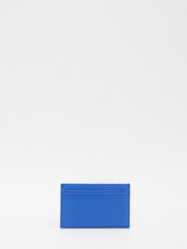 CELINE Mini Leather Card Holder with Silver-Tone Finishes