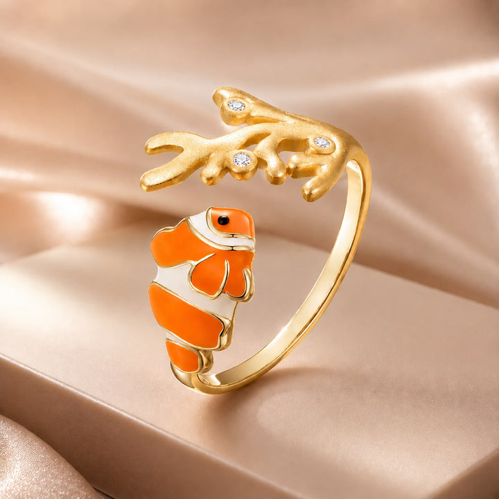 925 Sterling Silver Enamel Gold-Plated Ring for Women