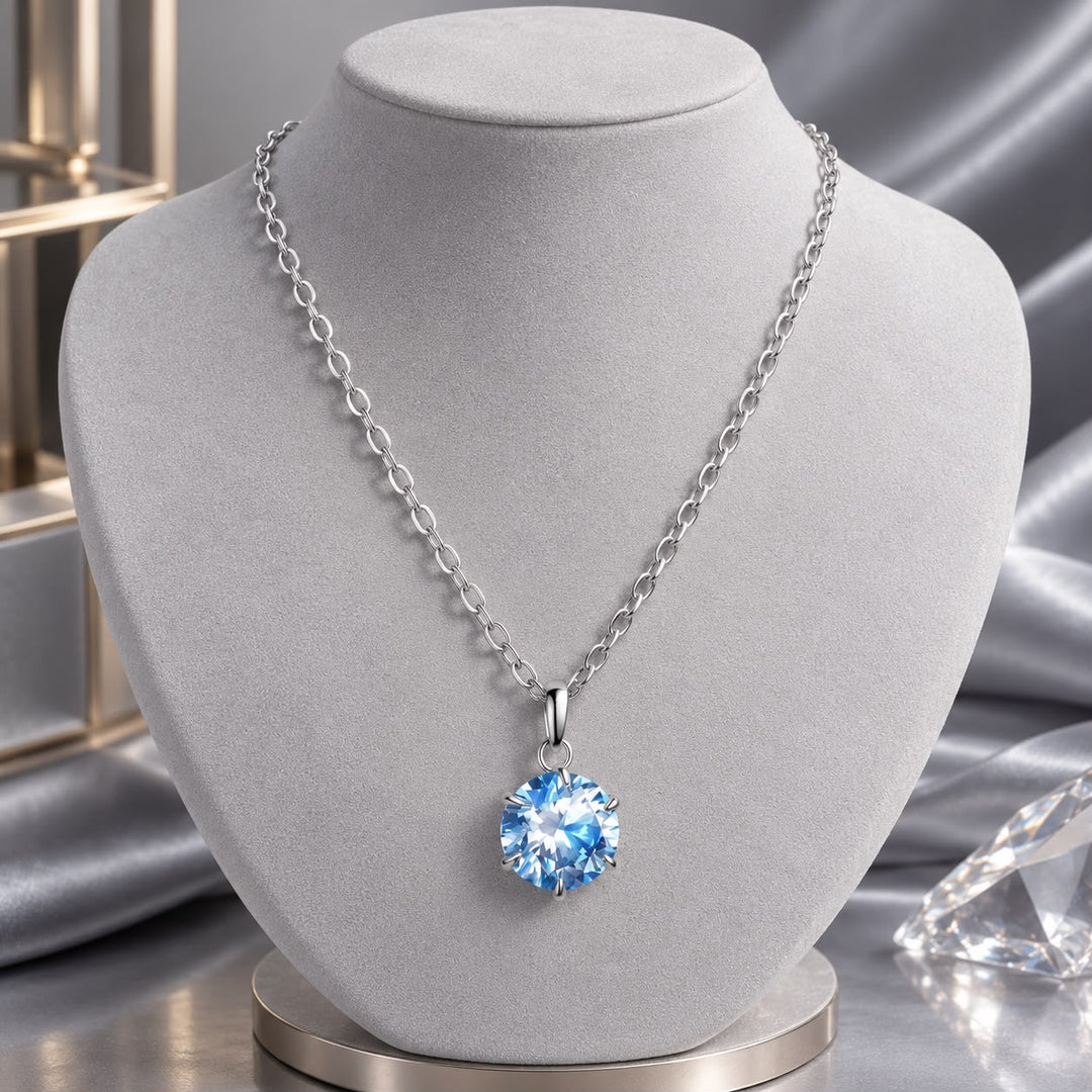 925 Sterling Silver Moissanite 6.5mm Diamond-like Pendant Necklace for Women