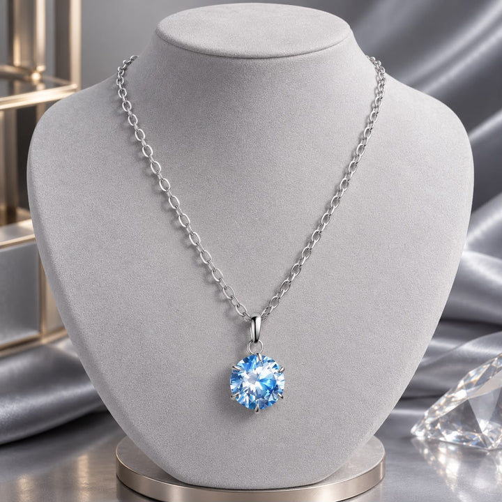 925 Sterling Silver Moissanite 6.5mm Diamond-like Pendant Necklace for Women