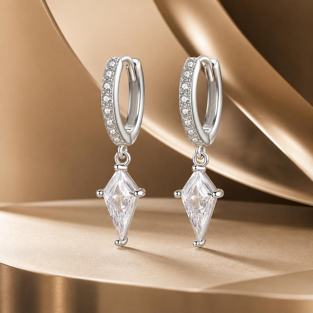 925 Sterling Silver White Gold Plated Earrings with CZ for Women