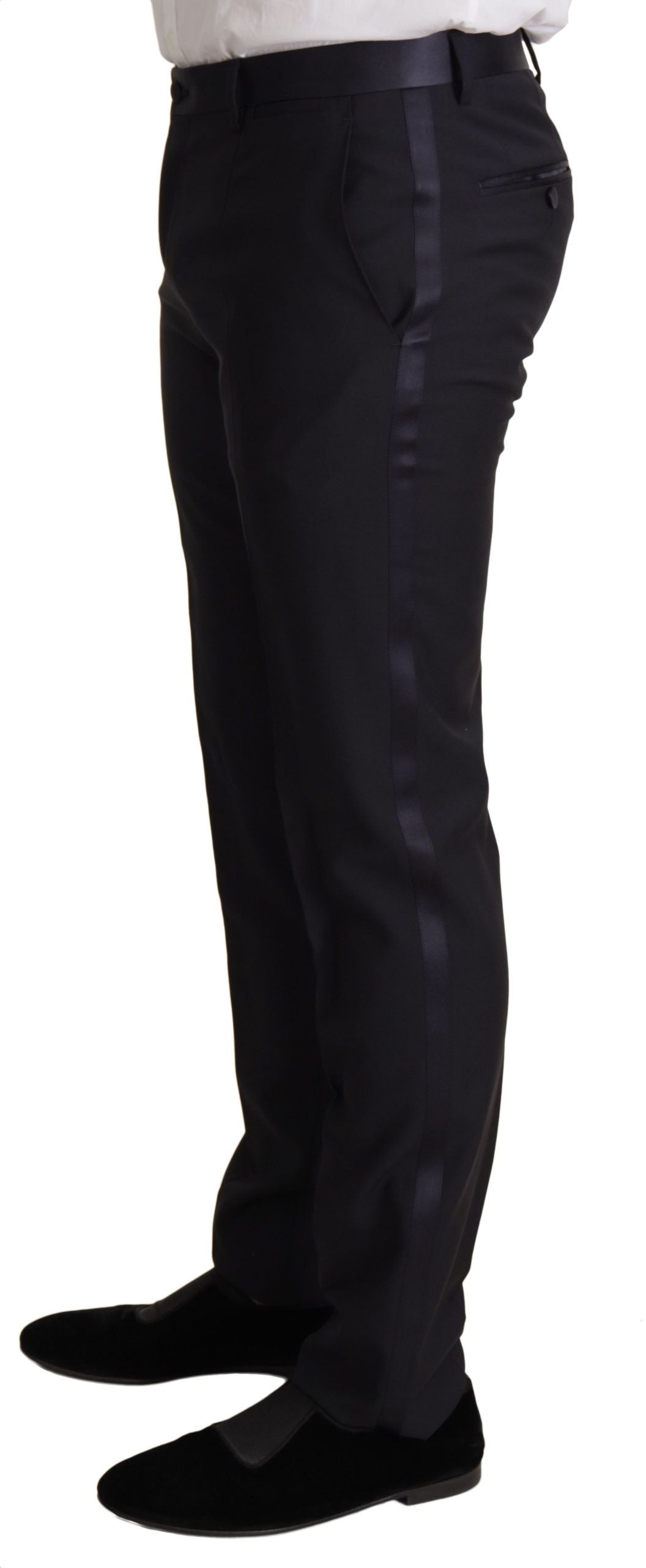 DOLCE & GABBANA Elegant Black Three-Piece Wool Blend Suit