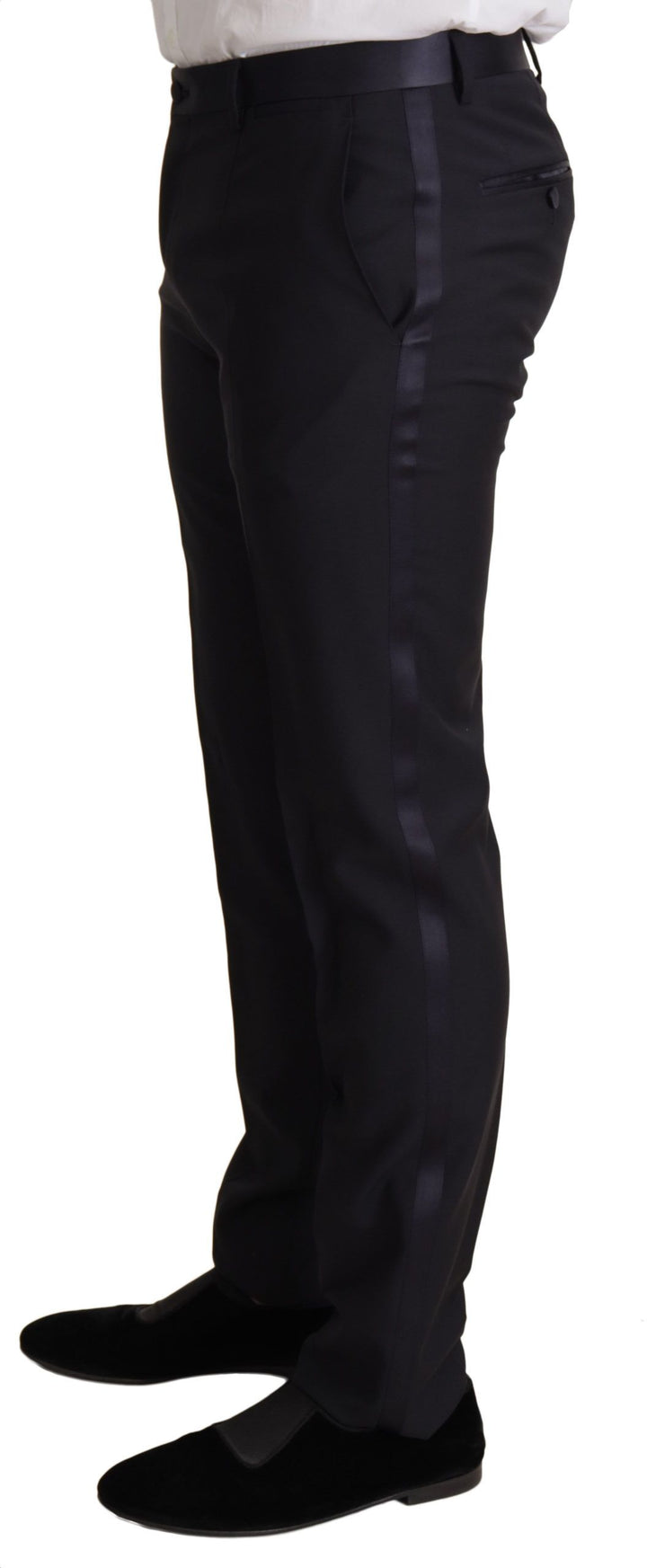 DOLCE & GABBANA Elegant Black Three-Piece Wool Blend Suit
