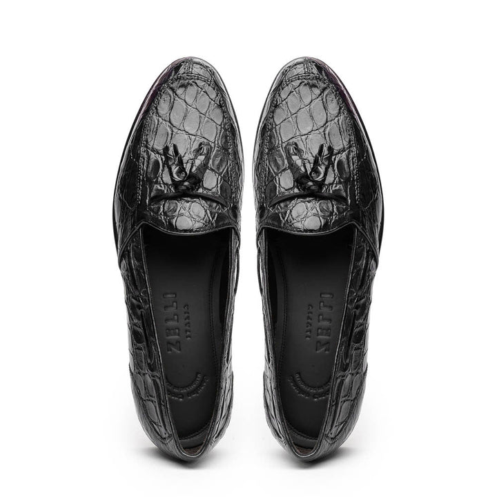11-582-BLK FRANCO Crocodile Tassel Loafer, Black