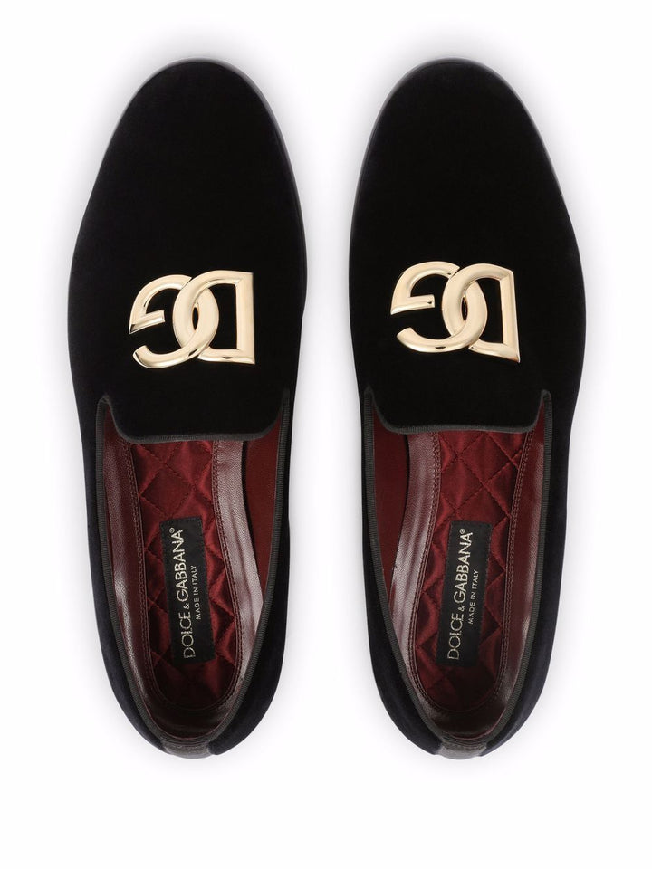 Dolce &amp; Gabbana Logo Velvet Loafers