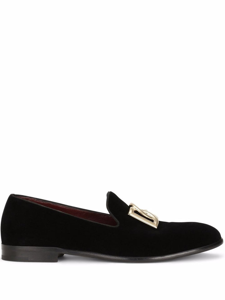 Dolce &amp; Gabbana Logo Velvet Loafers