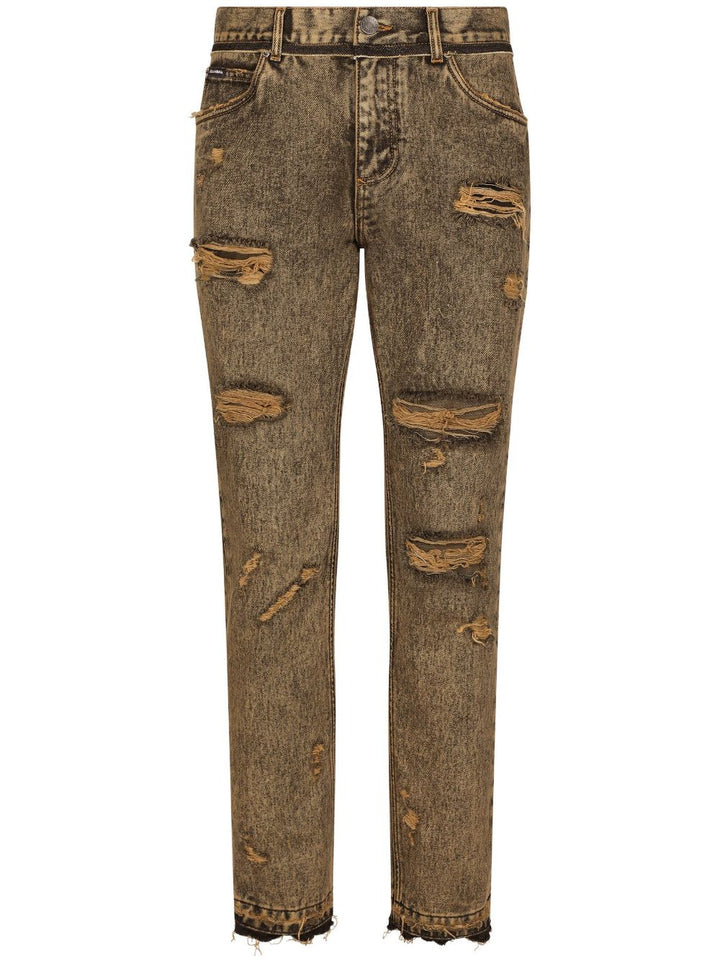 Dolce &amp; Gabbana Ripped Denim Cotton Jeans