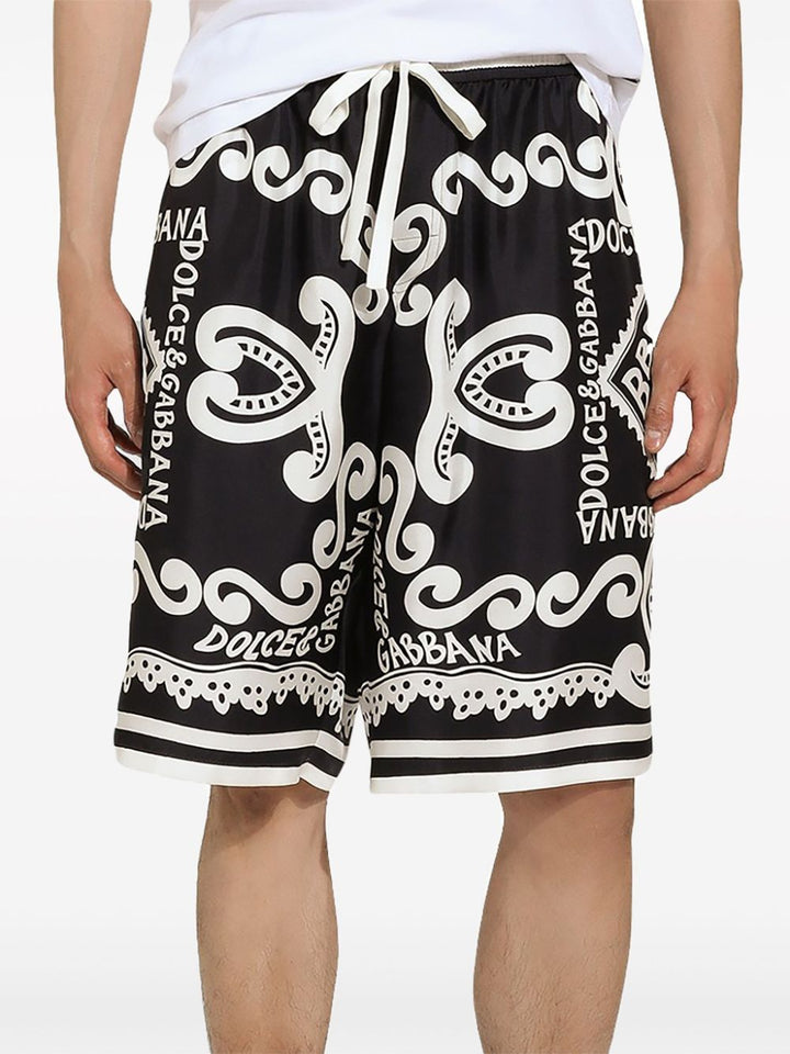 Dolce &amp; Gabbana Marina Print Silk Shorts