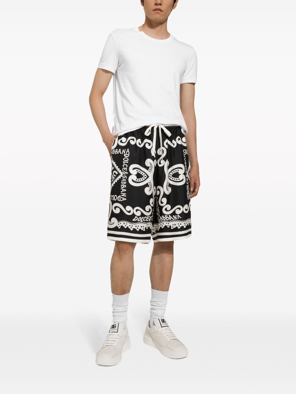 Dolce &amp; Gabbana Marina Print Silk Shorts