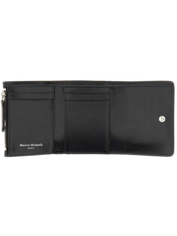 MAISON MARGIELA Mini Leather Wallet with Quattro Stitching - 8.5 CM x 10.5 CM x 2.5 CM