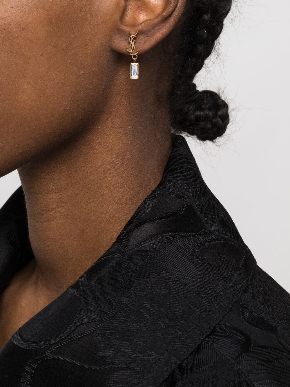 Saint Laurent Women Cassandre Single Earring In Metal And Rhinestones