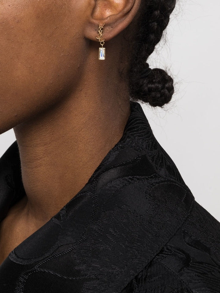 Saint Laurent Women Cassandre Single Earring In Metal And Rhinestones