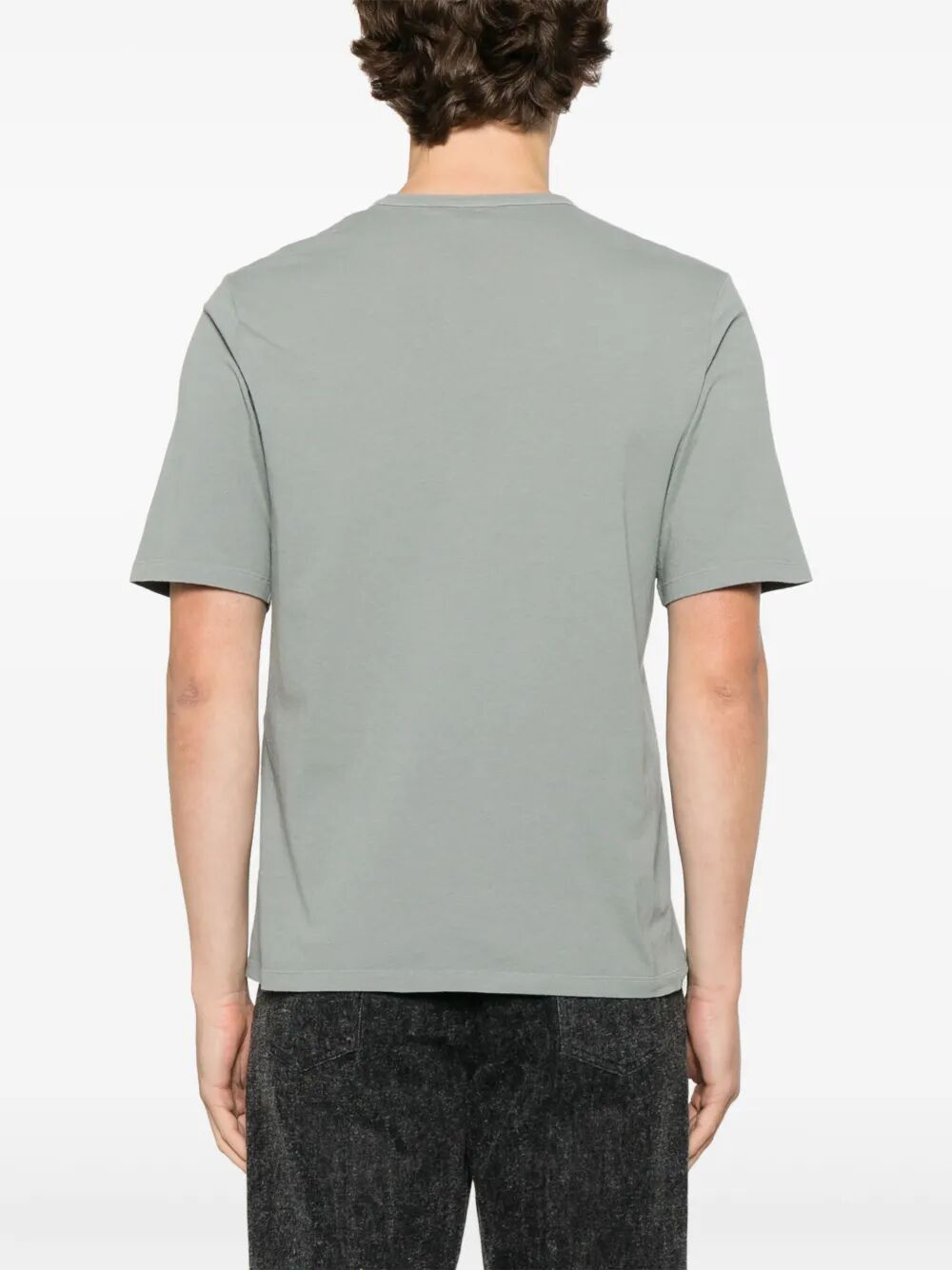 Saint Laurent Men Tonal Logo Embroidery Cotton T-Shirt