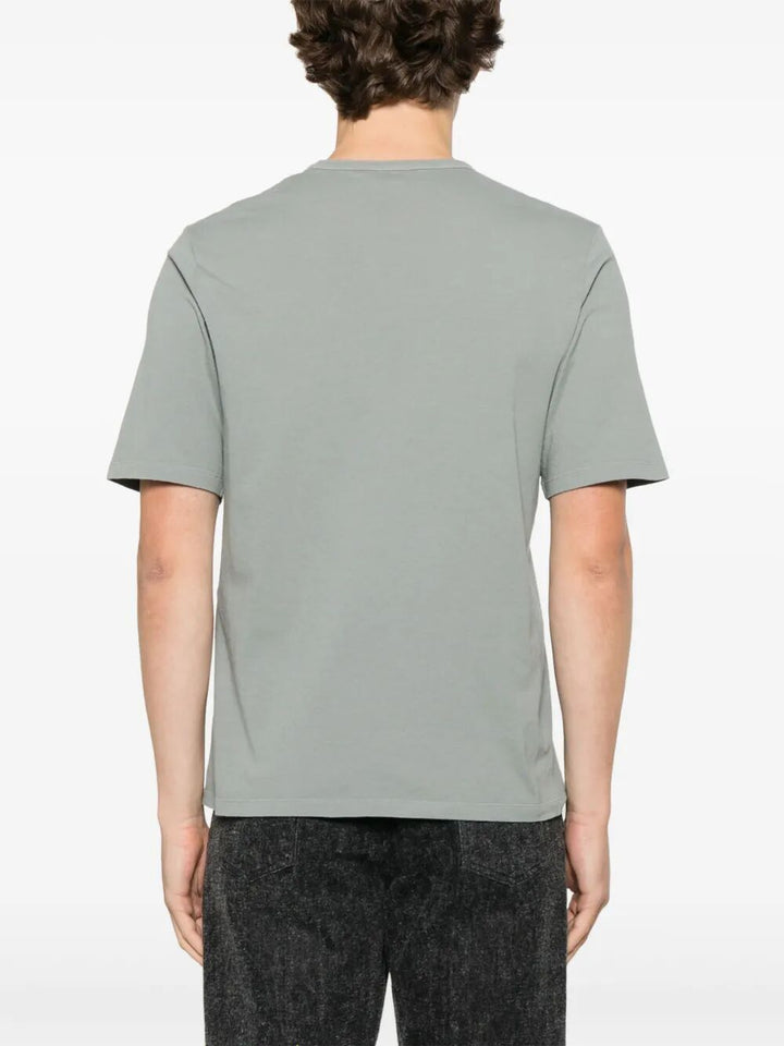 Saint Laurent Men Tonal Logo Embroidery Cotton T-Shirt