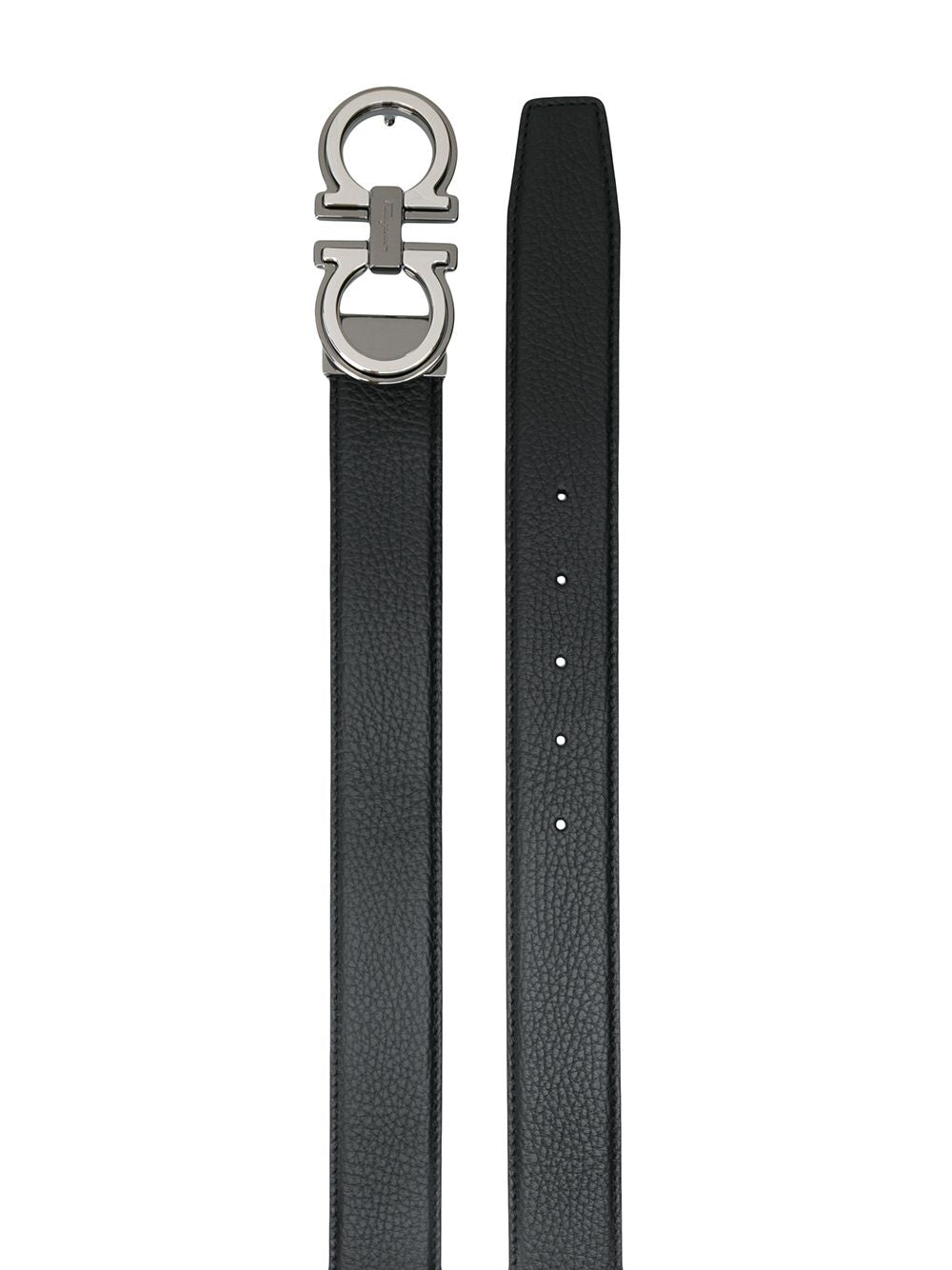 Ferragamo Men Grained Leather Reversible Gancini Belt