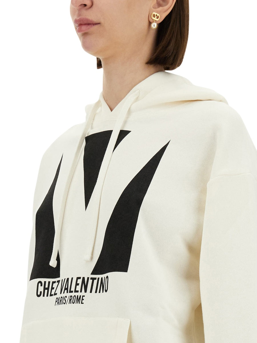Valentino Women Cotton Hoodie With Print