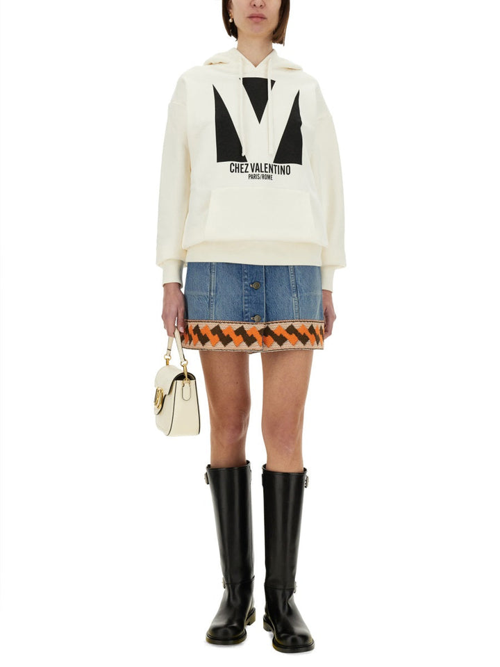 Valentino Women Cotton Hoodie With Print