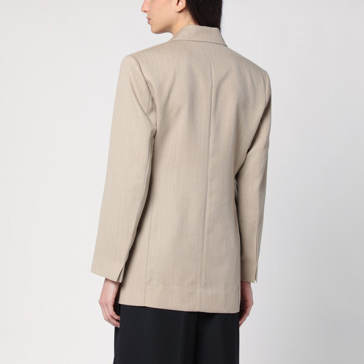 Victoria Beckham Beige Wool Jacket With Belt Women