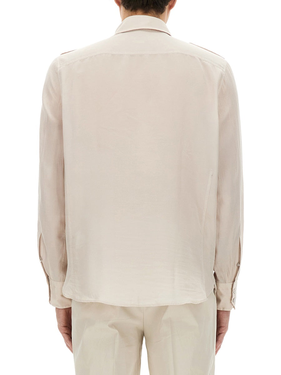 Tom Ford Men Cotton And Silk Military Shirt