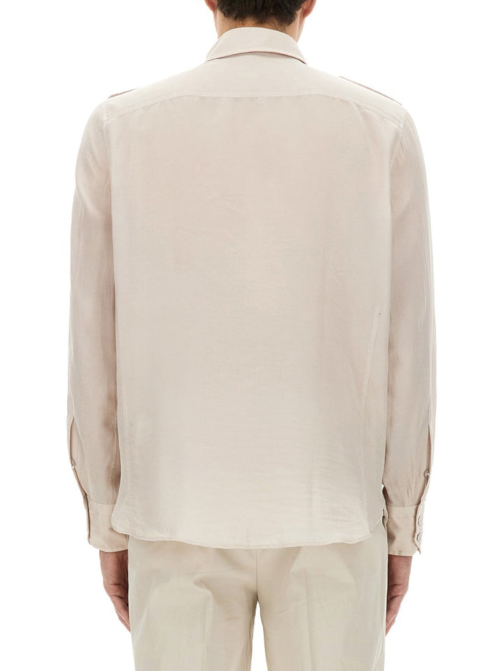 Tom Ford Men Cotton And Silk Military Shirt