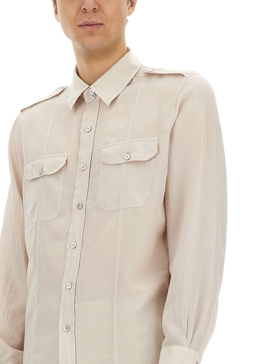 Tom Ford Men Cotton And Silk Military Shirt
