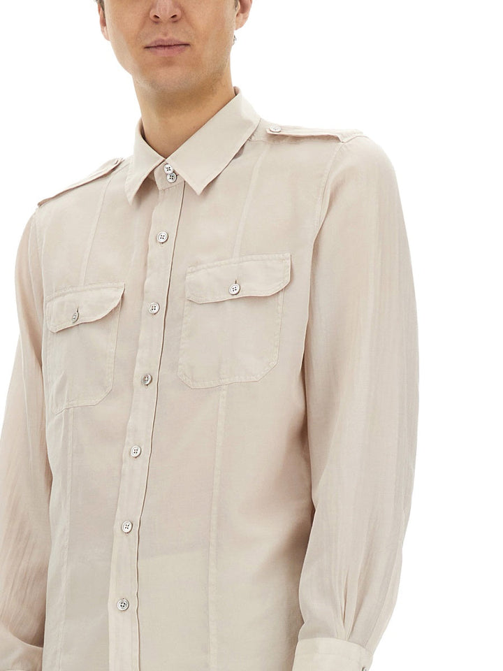 Tom Ford Men Cotton And Silk Military Shirt
