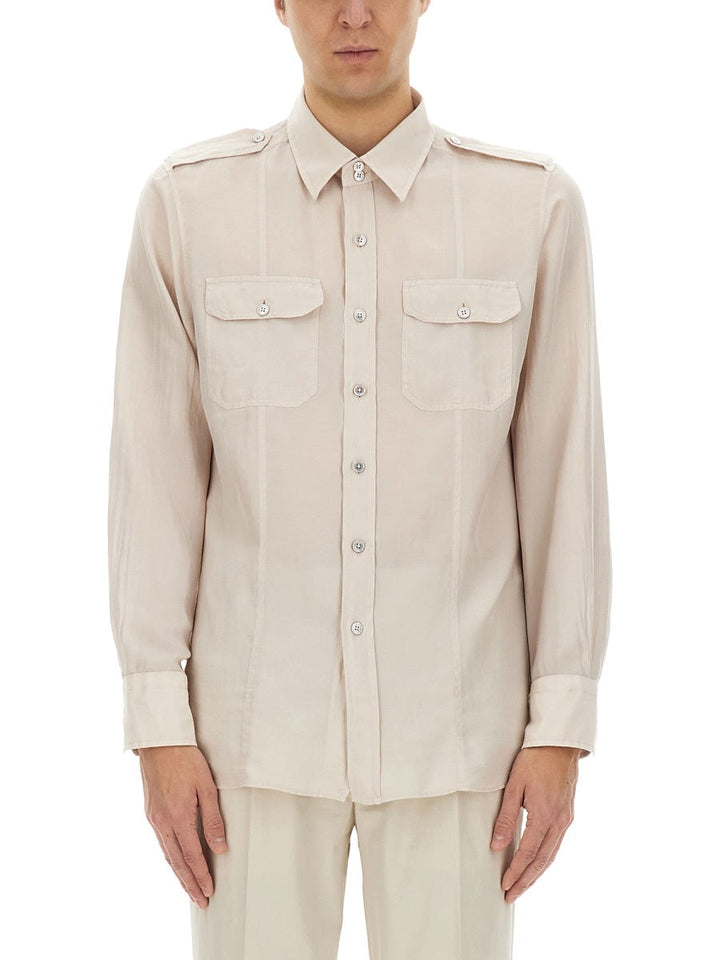 Tom Ford Men Cotton And Silk Military Shirt