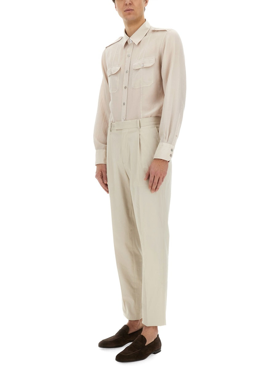 Tom Ford Men Cotton And Silk Military Shirt
