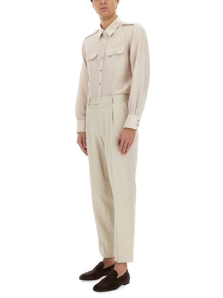 Tom Ford Men Cotton And Silk Military Shirt