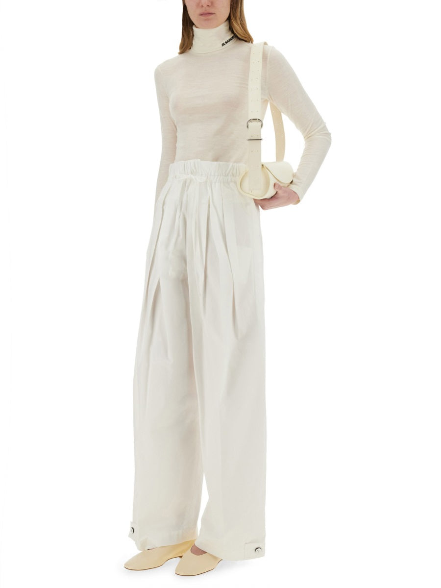 Jil Sander Women Wide Pants In Cotton Gabardine