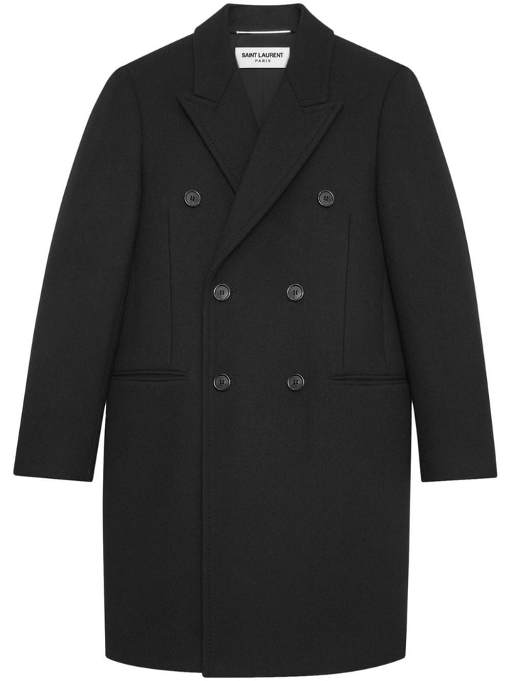 Saint Laurent Men Cappotto Doppiopetto In Lana