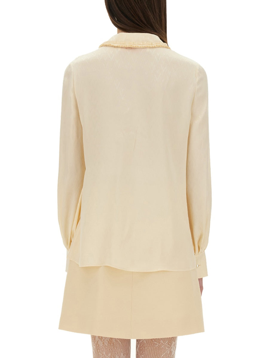 Valentino Women "Toute La V" Silk Jacquard Shirt