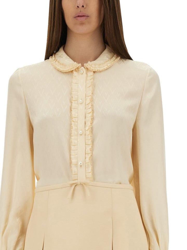 Valentino Women "Toute La V" Silk Jacquard Shirt