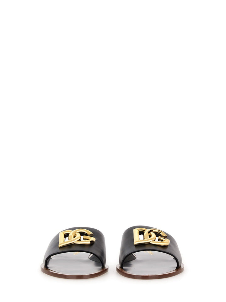 Dolce &amp; Gabbana Women Leather Slide Sandal