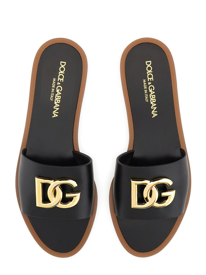 Dolce &amp; Gabbana Women Leather Slide Sandal