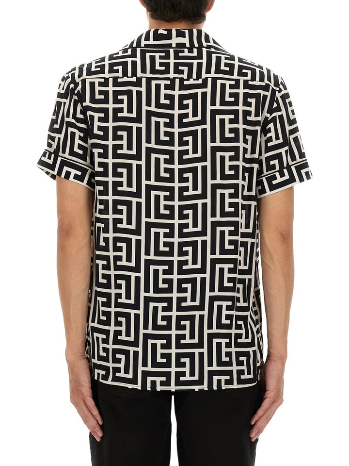 Balmain Men Monogram Print Pajama Shirt