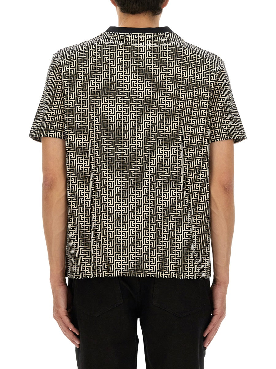 Balmain Men Monogrammed Jacquard T-Shirt