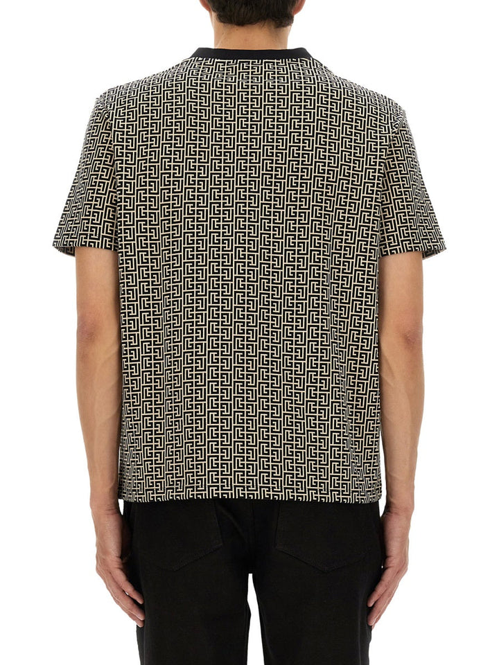Balmain Men Monogrammed Jacquard T-Shirt