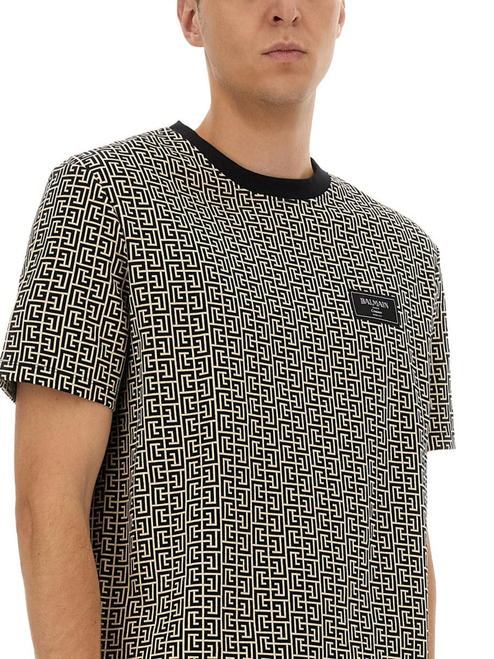 Balmain Men Monogrammed Jacquard T-Shirt