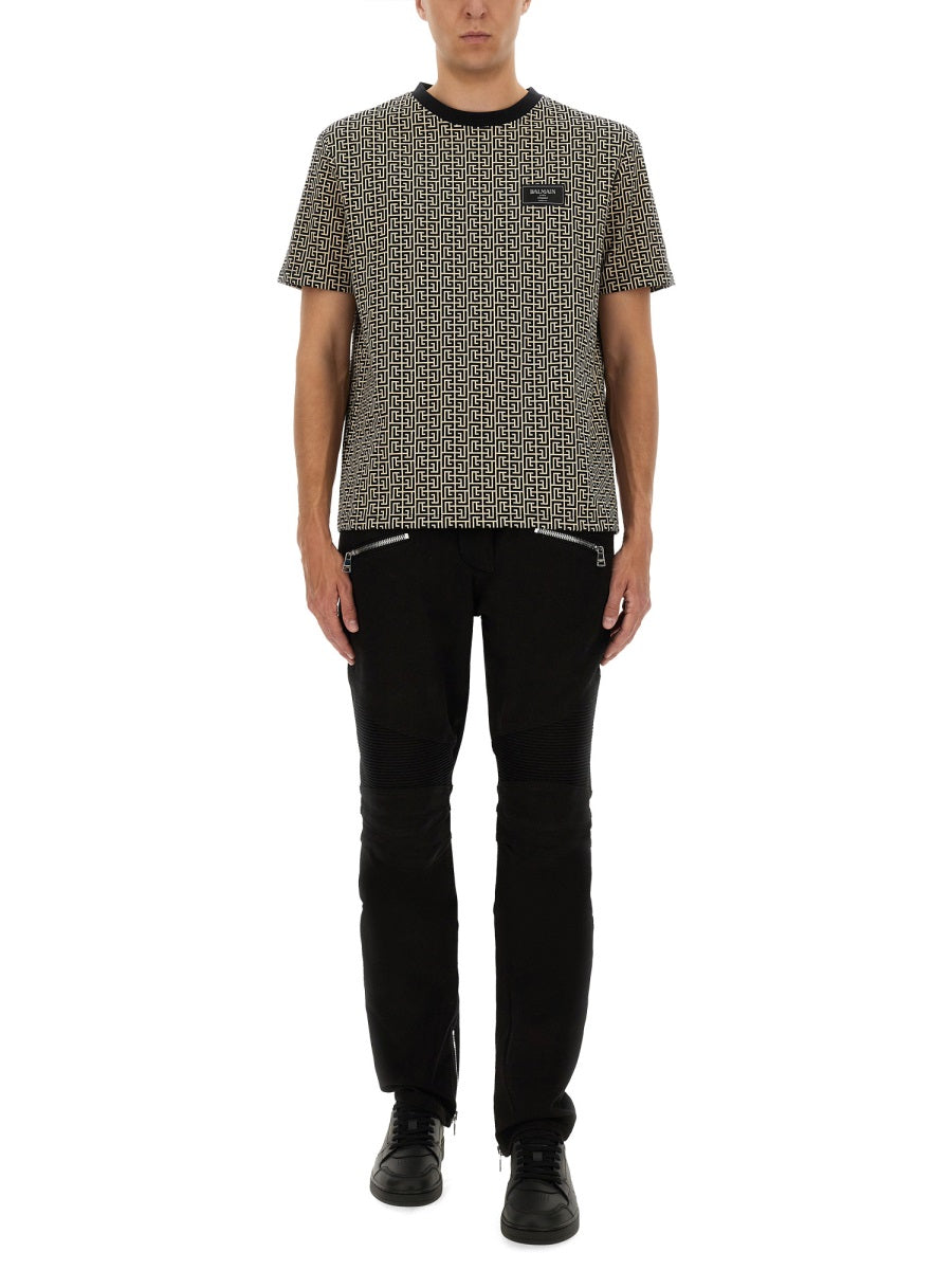 Balmain Men Monogrammed Jacquard T-Shirt