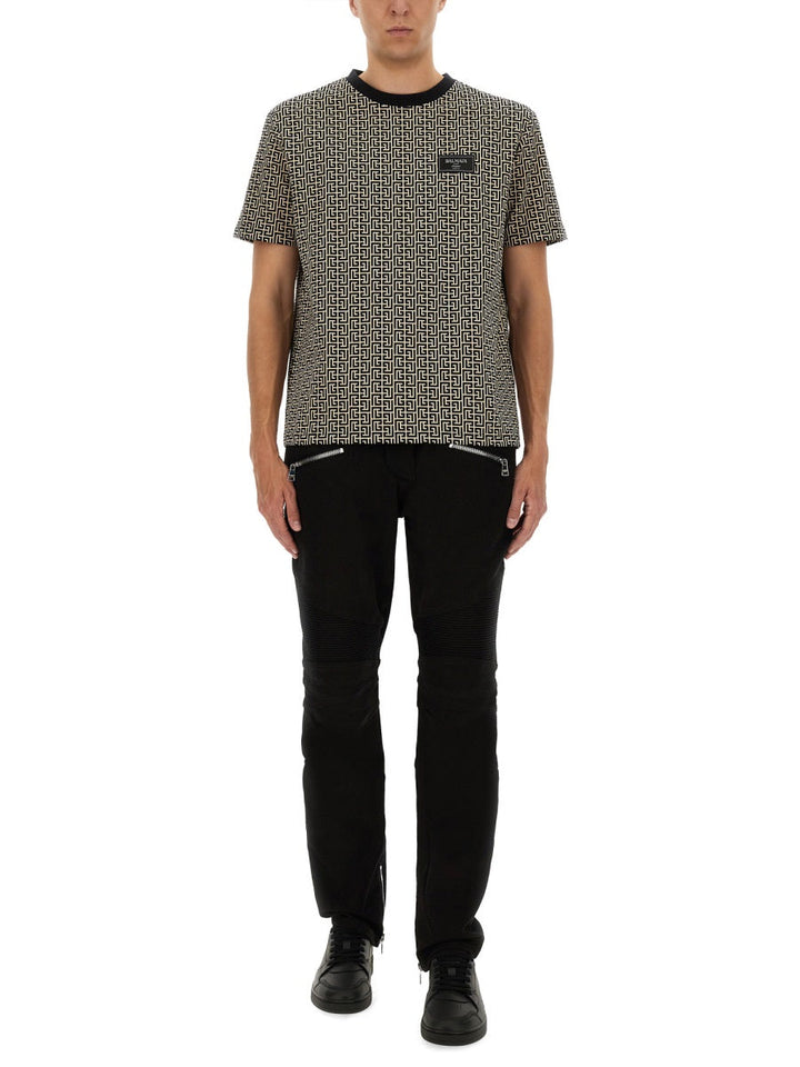 Balmain Men Monogrammed Jacquard T-Shirt