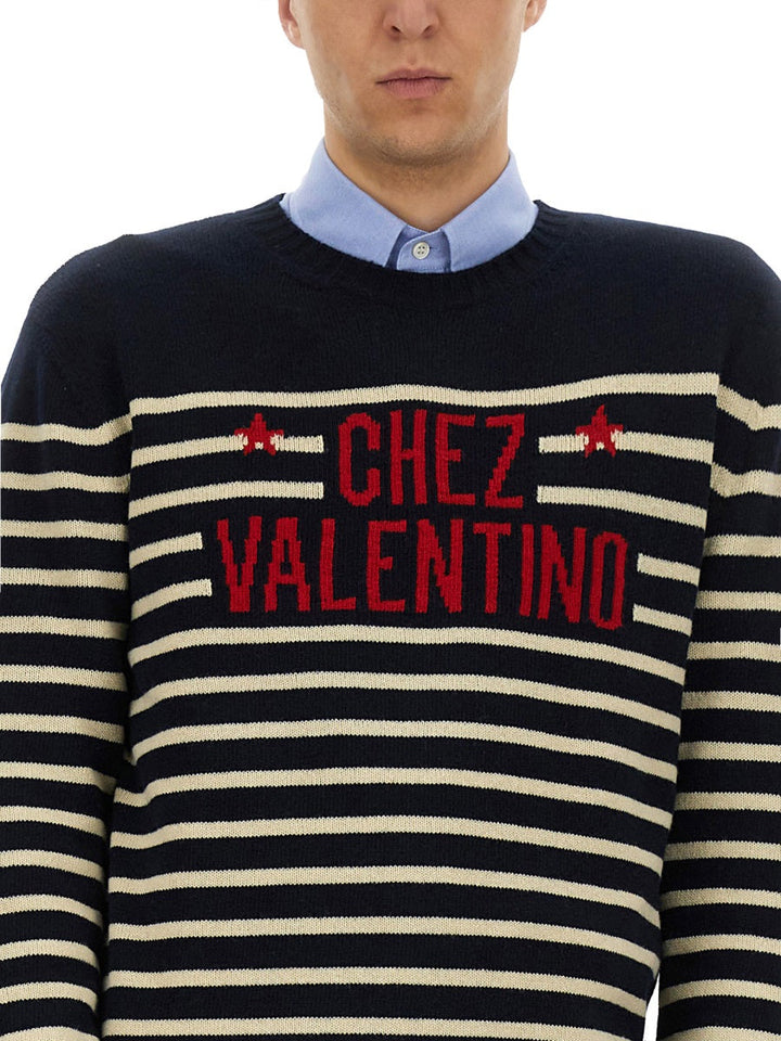 Valentino Men "Chez Valentine" Wool Sweater