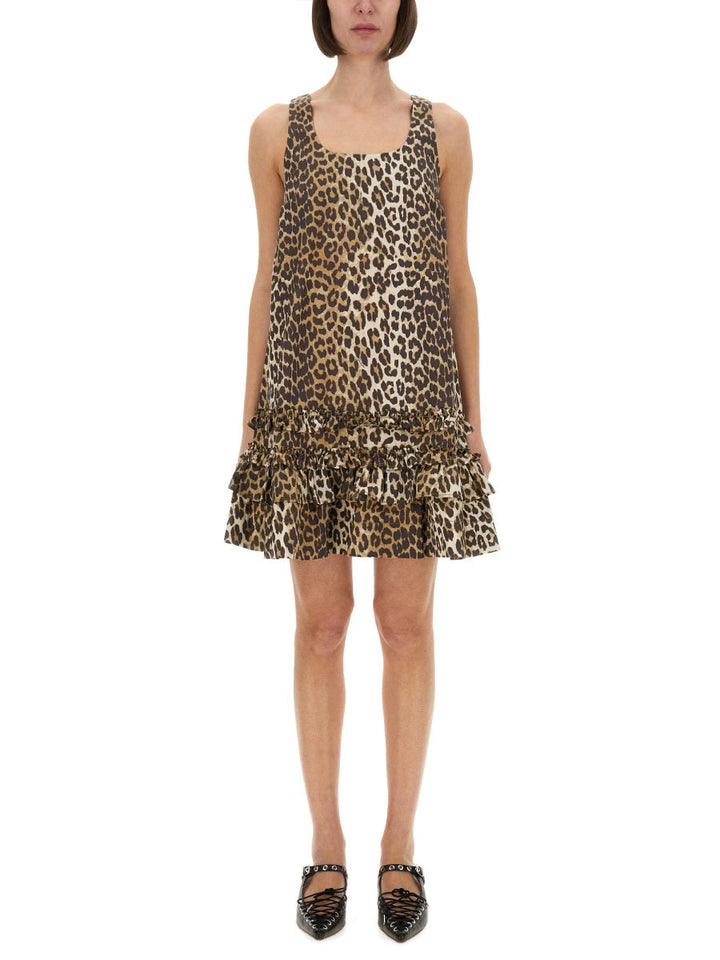 Ganni Women Leopard Mini Dress