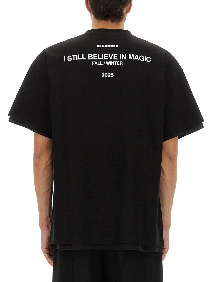Jil Sander Men Double Layer Cotton T-Shirt